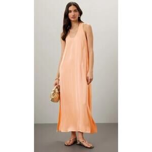 Rosetta Getty x RTR Peach Twist Back Shift Dress Size 12 with Fabric Pull